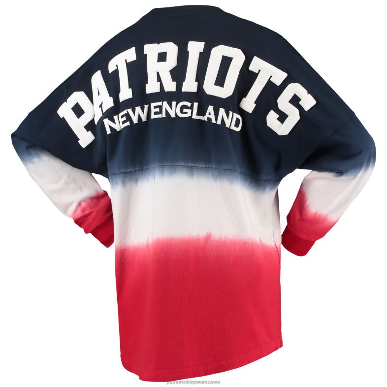 Patriots Jersey kobiety Fanatics markowa koszulka z długim rękawem w kolorze granatowo-czerwonym ombre odzież 6RBB2635
