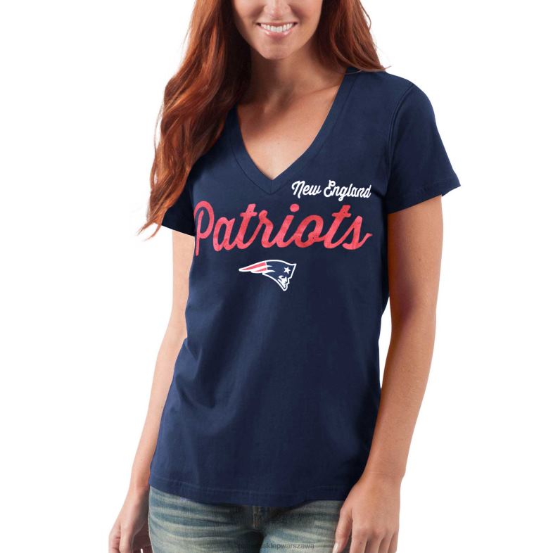 Patriots Jersey kobiety G-iii 4her by Carl Banks Granatowa koszulka po sezonie z dekoltem w szpic odzież 6RBB2707