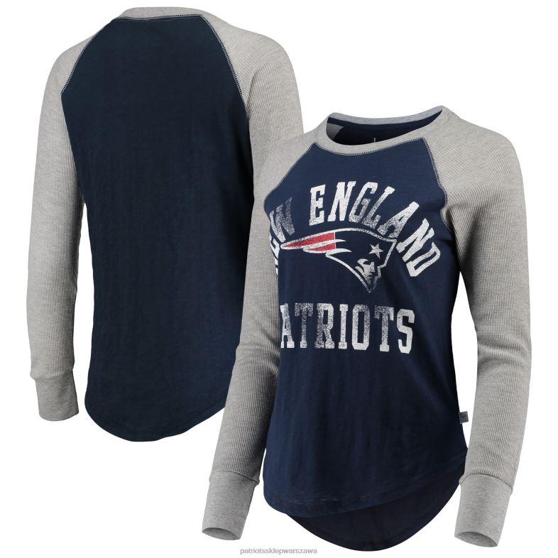 Patriots Jersey kobiety Lekka, raglanowa koszulka z długimi rękawami w kolorze granatowym odzież 6RBB2717