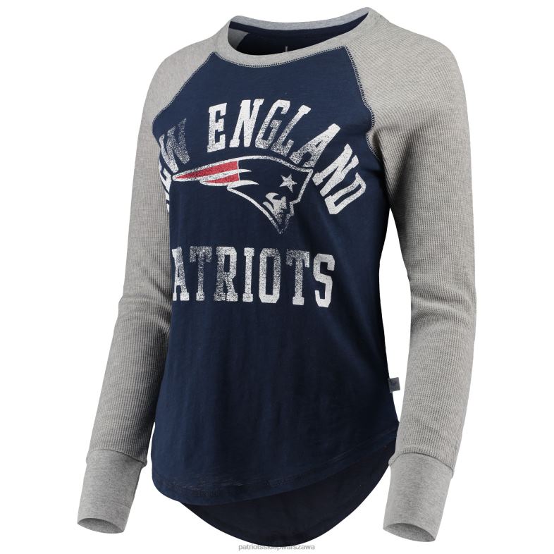 Patriots Jersey kobiety Lekka, raglanowa koszulka z długimi rękawami w kolorze granatowym odzież 6RBB2717