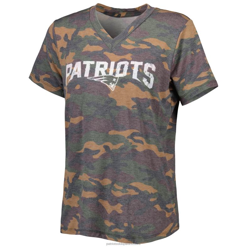 Patriots Jersey kobiety Majestic Threads T-shirt z dekoltem w kształcie litery V, nazwa i numer w kamuflażu mac jones odzież 6RBB2740