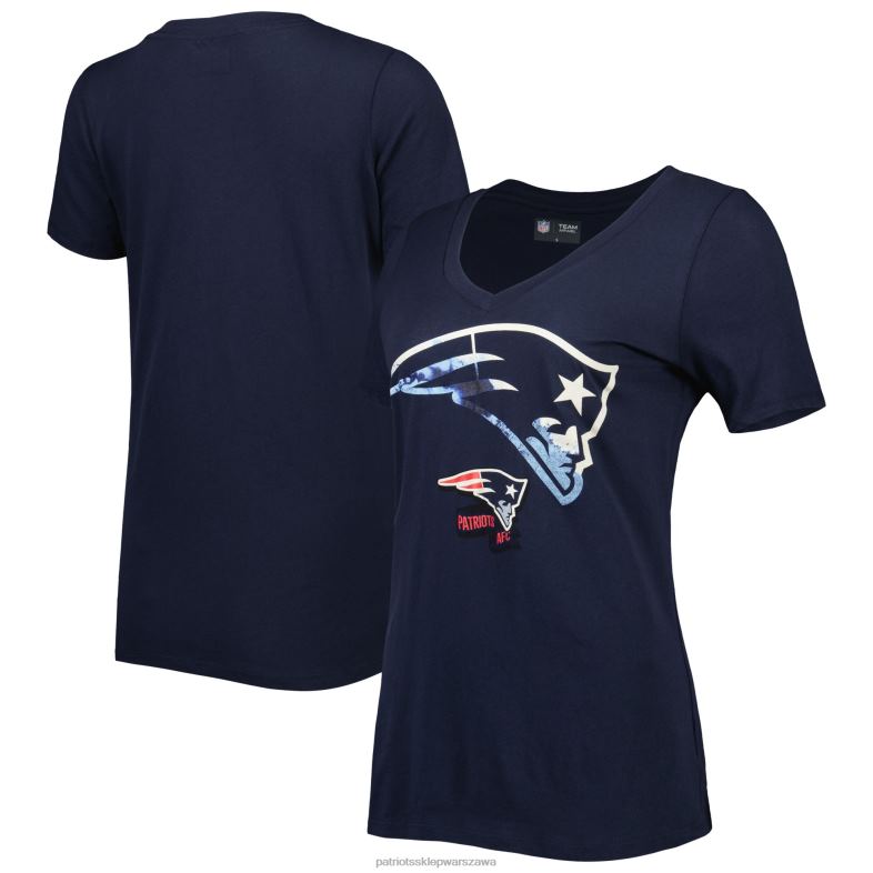 Patriots Jersey kobiety New Era granatowy t-shirt z wycięciem w szpic odzież 6RBB2715