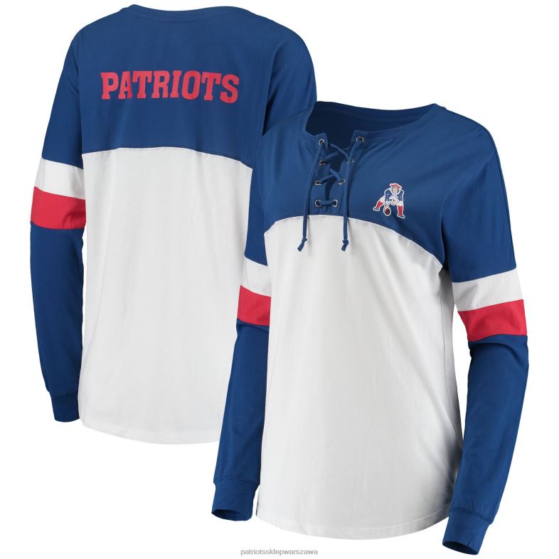 Patriots Jersey kobiety Nowa era królewsko-biała, sportowa, sznurowana koszulka uniwersytecka odzież 6RBB2749