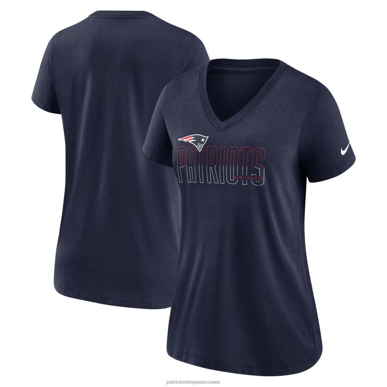 Patriots Jersey kobiety T-shirt Nike Heathered Navy Lock Up Tri-Blend z dekoltem w szpic odzież 6RBB2684