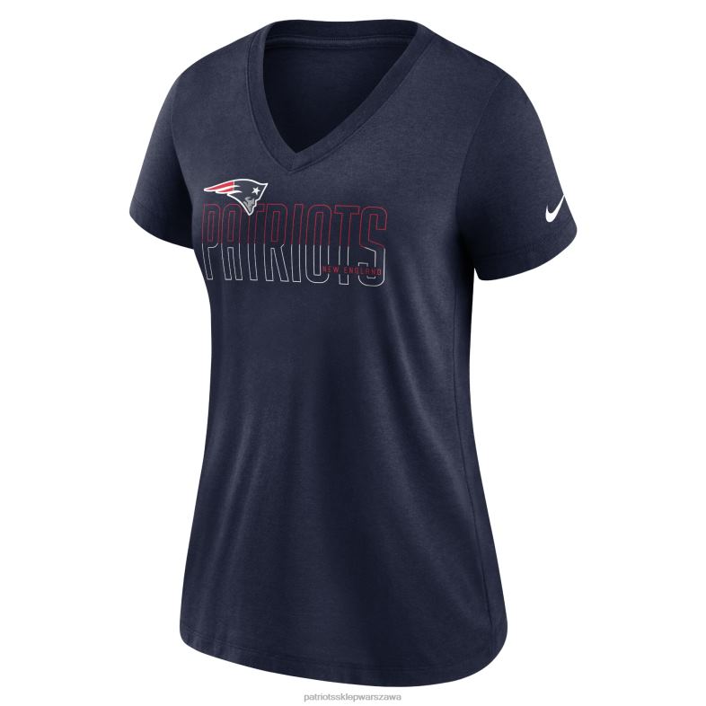 Patriots Jersey kobiety T-shirt Nike Heathered Navy Lock Up Tri-Blend z dekoltem w szpic odzież 6RBB2684