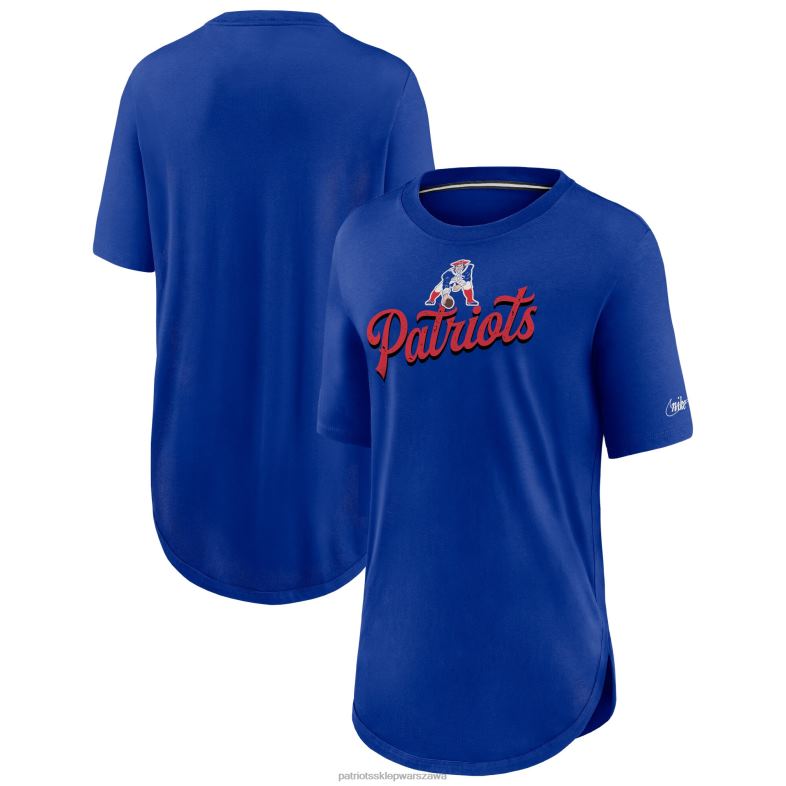 Patriots Jersey kobiety T-shirt Nike Royal Historic Logo Weekend z potrójną mieszanką odzież 6RBB2729