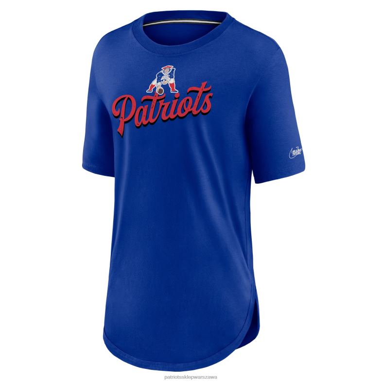 Patriots Jersey kobiety T-shirt Nike Royal Historic Logo Weekend z potrójną mieszanką odzież 6RBB2729