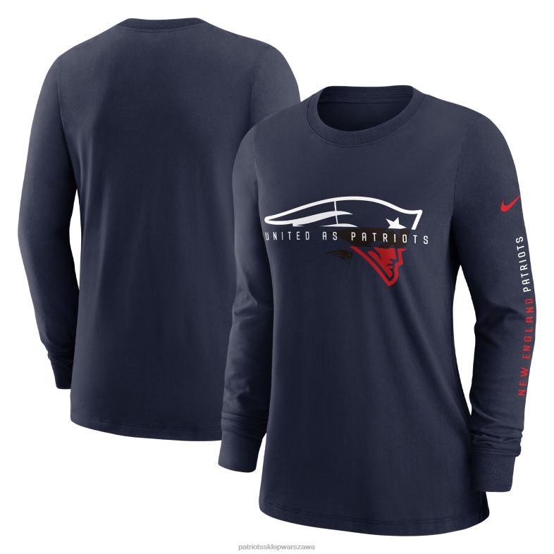 Patriots Jersey kobiety T-shirt z długim rękawem Nike Prime w kolorze granatowym odzież 6RBB2730