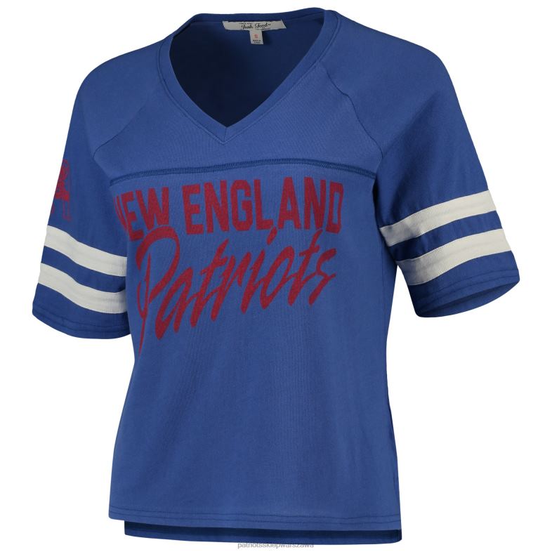 Patriots Jersey kobiety T-shirt z półrękawem i dekoltem w kształcie litery V w stylu królewskiej piłki nożnej odzież 6RBB2765