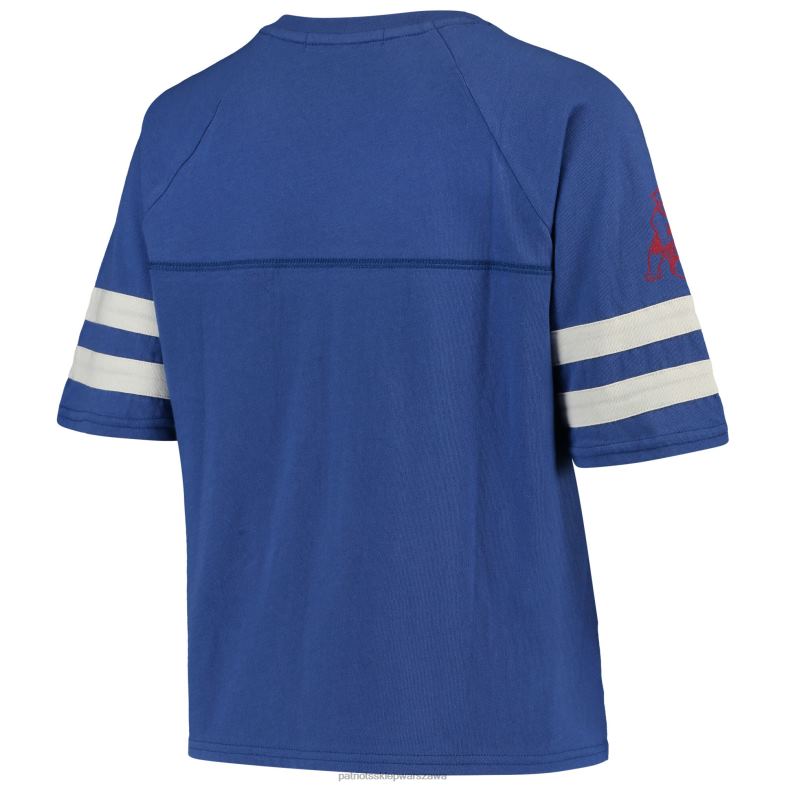 Patriots Jersey kobiety T-shirt z półrękawem i dekoltem w kształcie litery V w stylu królewskiej piłki nożnej odzież 6RBB2765