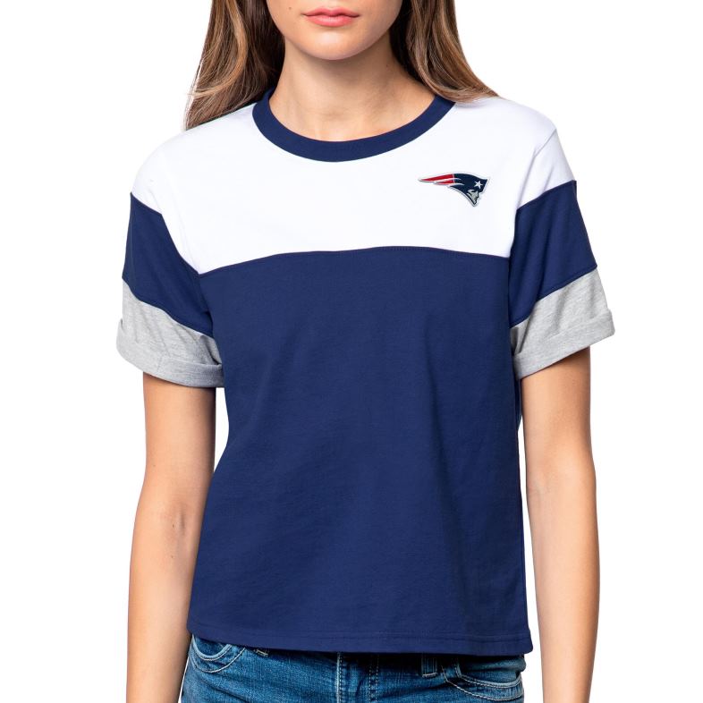 Patriots Jersey kobiety biała/granatowa koszulka z klapką antigua odzież 6RBB2828