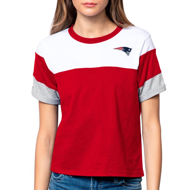 Patriots Jersey kobiety biało-czerwona koszulka z klapką Antigua odzież 6RBB2816