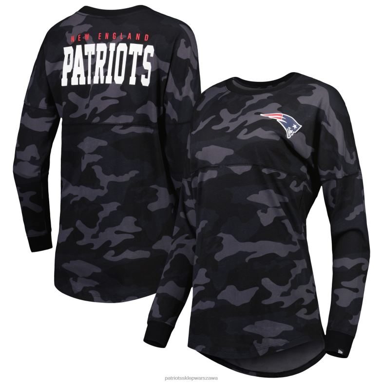 Patriots Jersey kobiety czarna koszulka moro z długim rękawem New Era odzież 6RBB2662