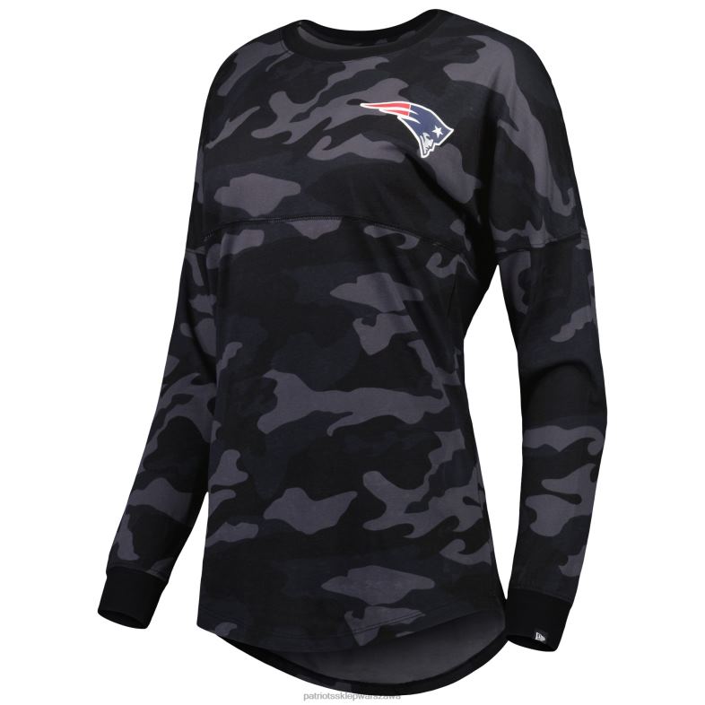 Patriots Jersey kobiety czarna koszulka moro z długim rękawem New Era odzież 6RBB2662