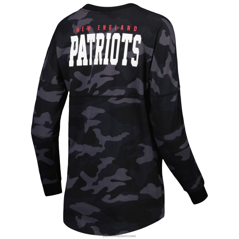 Patriots Jersey kobiety czarna koszulka moro z długim rękawem New Era odzież 6RBB2662