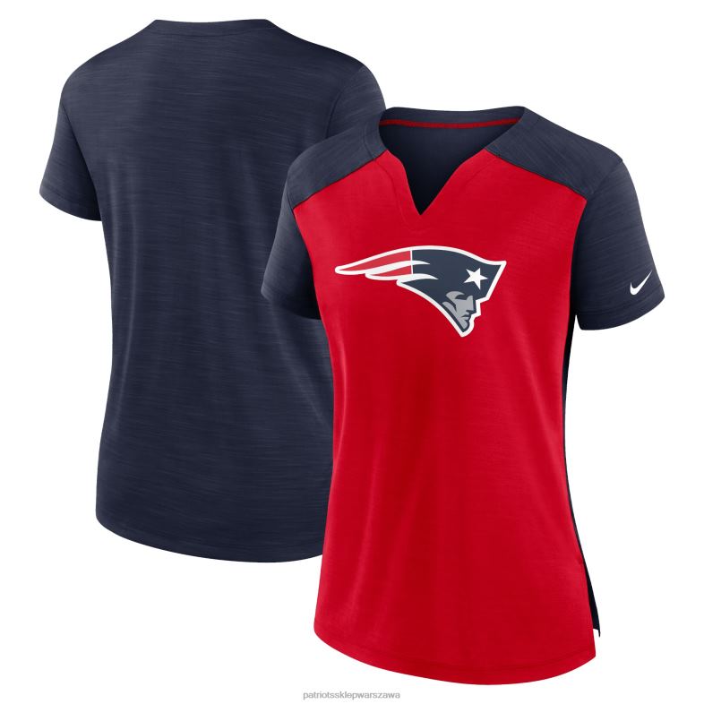 Patriots Jersey kobiety czerwono-granatowy t-shirt Nike Impact Over Performance z wycięciem pod szyją odzież 6RBB2647