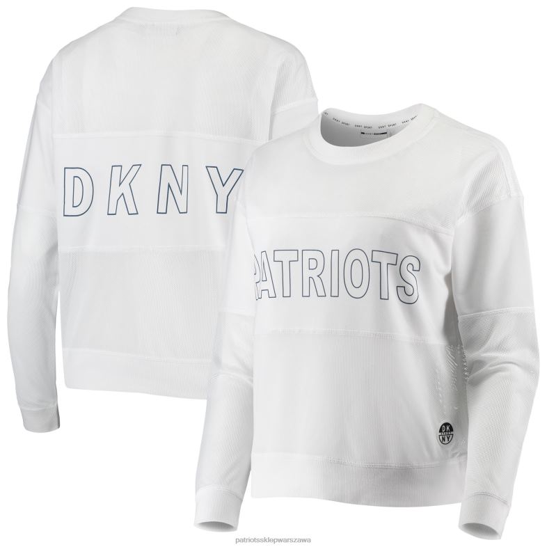 Patriots Jersey kobiety dkny sport biała koszulka z długim rękawem kaitland tri-blend odzież 6RBB2790