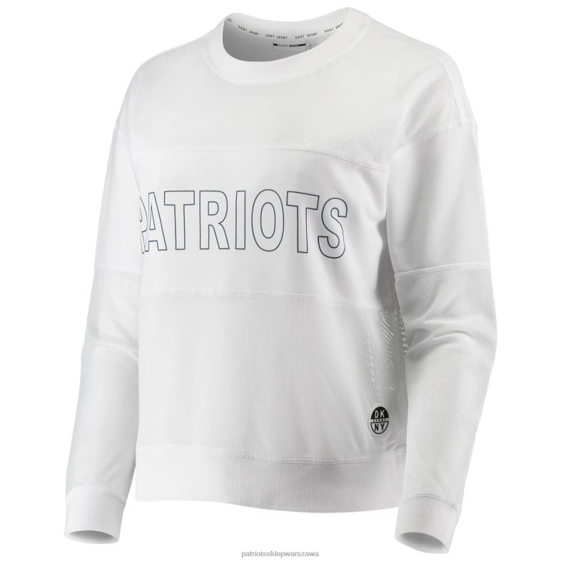 Patriots Jersey kobiety dkny sport biała koszulka z długim rękawem kaitland tri-blend odzież 6RBB2790