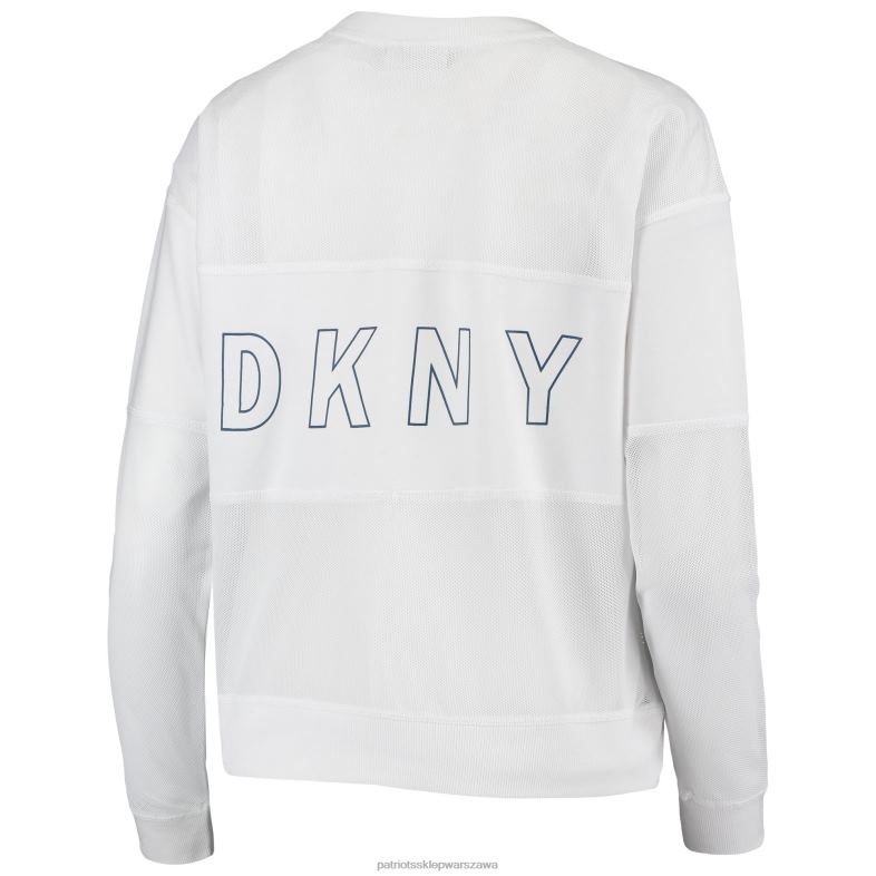 Patriots Jersey kobiety dkny sport biała koszulka z długim rękawem kaitland tri-blend odzież 6RBB2790
