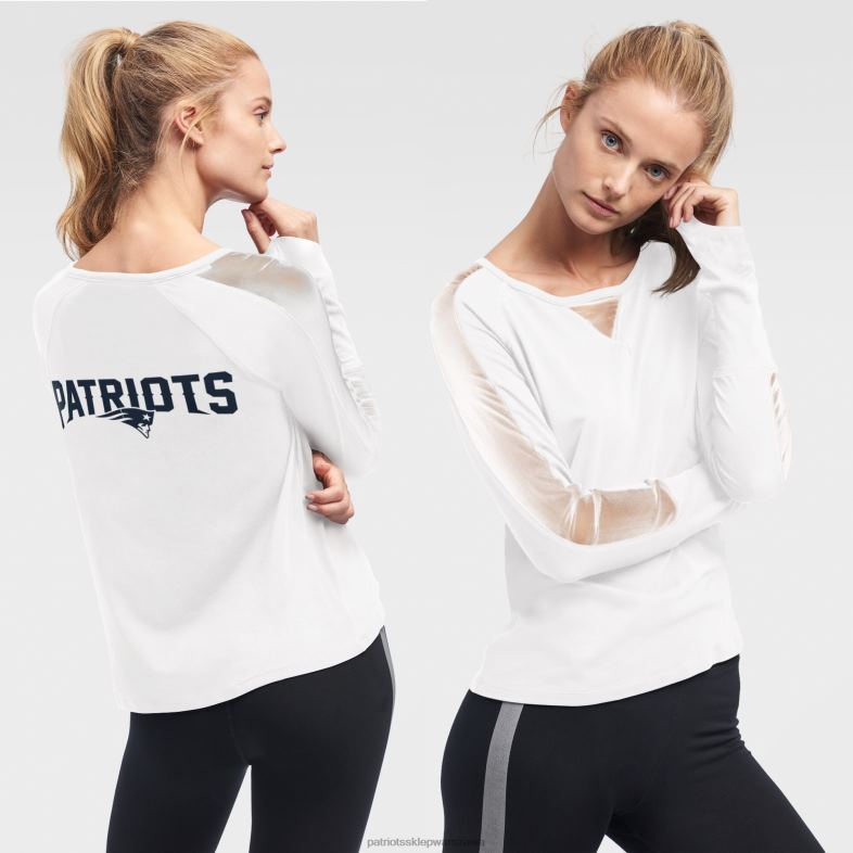 Patriots Jersey kobiety dkny sport biały t-shirt gabby mesh z długim rękawem odzież 6RBB2761