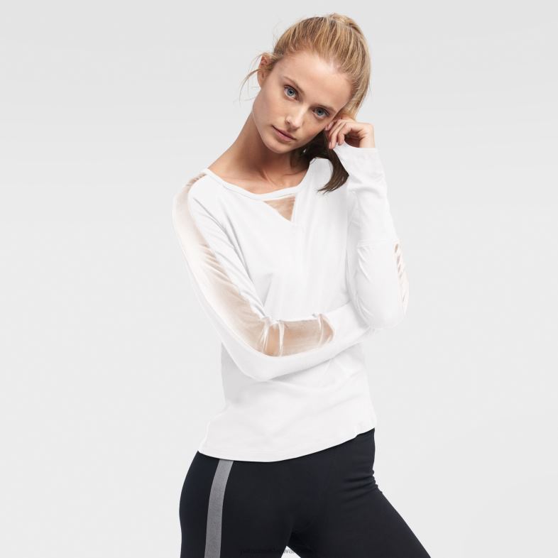 Patriots Jersey kobiety dkny sport biały t-shirt gabby mesh z długim rękawem odzież 6RBB2761