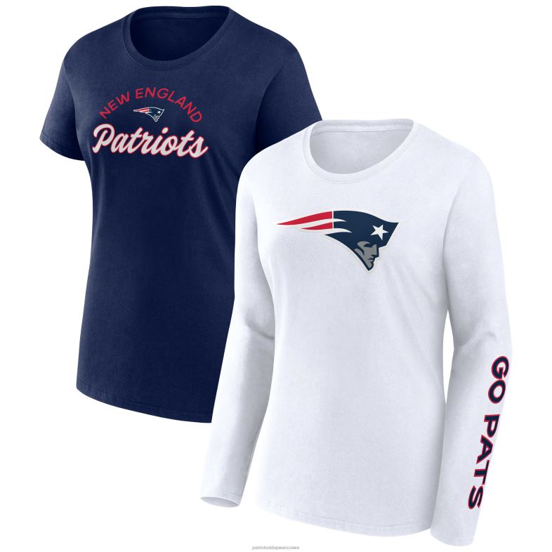 Patriots Jersey kobiety fanatics branded granatowo-biały, lekki zestaw t-shirtów z krótkimi i długimi rękawami odzież 6RBB2634