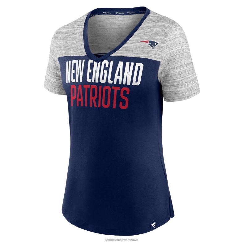 Patriots Jersey kobiety fanatics branded granatowo-szary t-shirt z krótkim rękawem i dekoltem w szpic odzież 6RBB2683