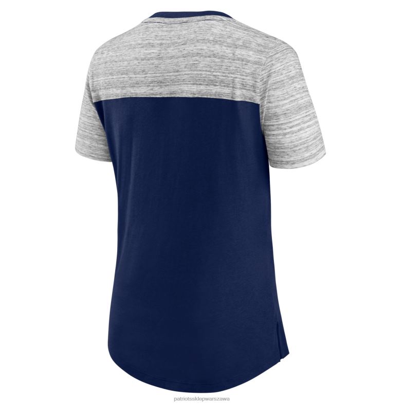 Patriots Jersey kobiety fanatics branded granatowo-szary t-shirt z krótkim rękawem i dekoltem w szpic odzież 6RBB2683