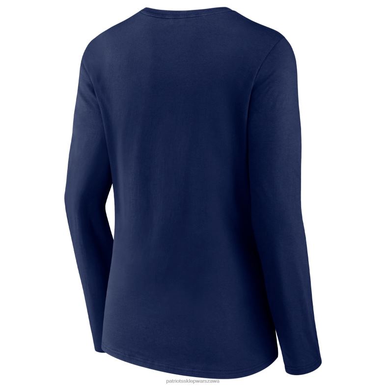 Patriots Jersey kobiety fanatics branded granatowy t-shirt z długim rękawem i dekoltem w szpic odzież 6RBB2778