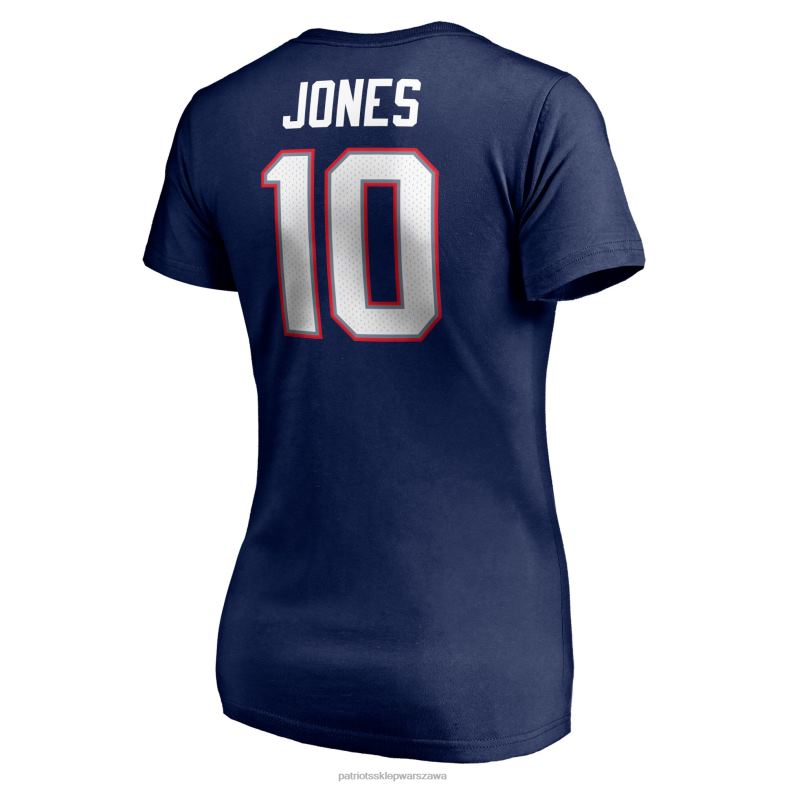 Patriots Jersey kobiety fanatics branded mac jones granatowy T-shirt w dużych rozmiarach z nazwą i numerem gracza z dekoltem w szpic odzież 6RBB2733