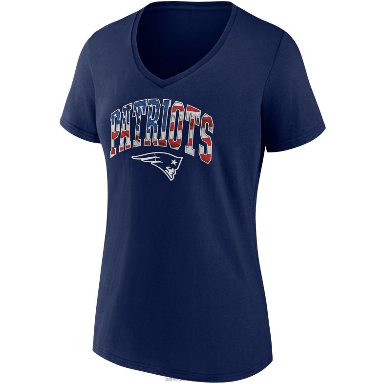 Patriots Jersey kobiety fanatics branded marynarki wojennej t-shirt z falą i dekoltem w szpic odzież 6RBB2659