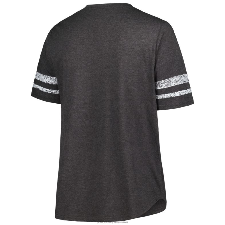 Patriots Jersey kobiety fanatics markowy wrzosowy węgiel plus rozmiar sznurowany t-shirt z dekoltem w szpic odzież 6RBB2668