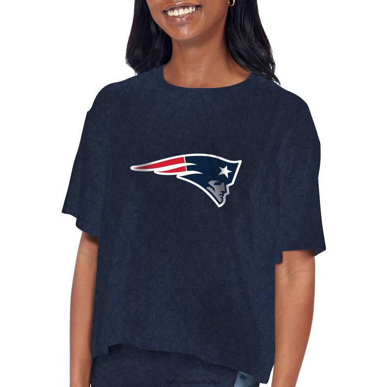 Patriots Jersey kobiety granatowa koszulka o skróconym kroju odzież 6RBB2783