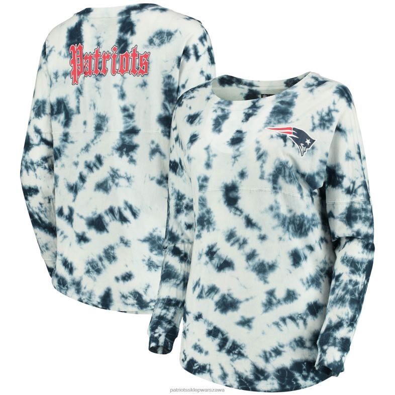 Patriots Jersey kobiety granatowa koszulka tie-dye z długim rękawem marki New Era odzież 6RBB2756