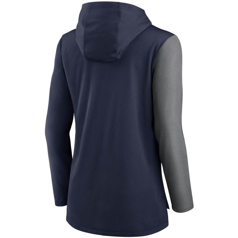 Patriots Jersey kobiety granatowa/melanżowa bluza z kapturem w jodełkę nike Performance z długim rękawem odzież 6RBB2781