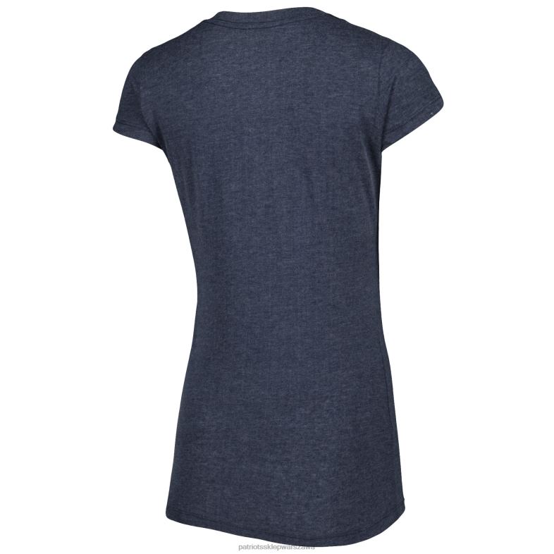 Patriots Jersey kobiety koszulka z dekoltem w szpic w kolorze melanżowej marynarki wojennej nowej ery odzież 6RBB2663