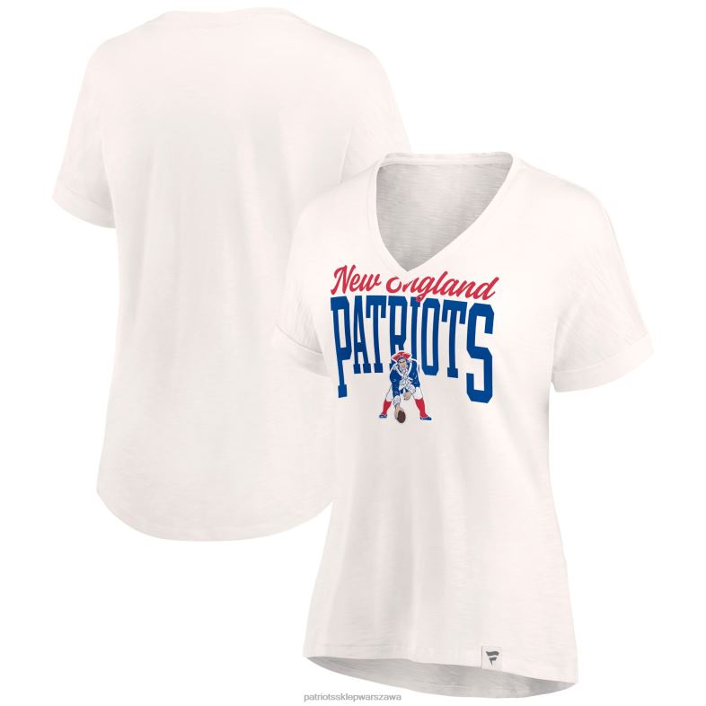 Patriots Jersey kobiety lekka koszulka z dekoltem w kształcie litery V marki fanatics Oatmeal motywująca siła odzież 6RBB2653
