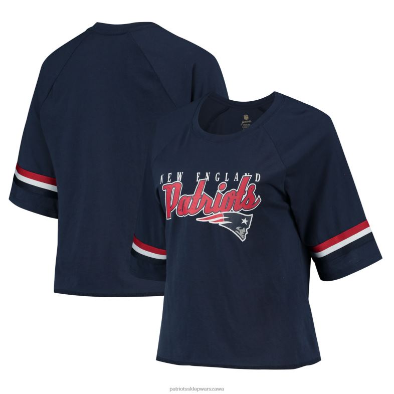 Patriots Jersey kobiety młodzieżowa, granatowa, raglanowa koszulka typu burnout z półrękawem odzież 6RBB2799