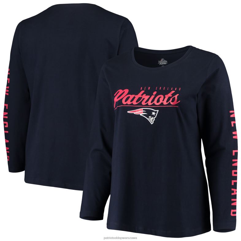 Patriots Jersey kobiety majestatyczna granatowa koszulka plus size z logo zespołu z długim rękawem odzież 6RBB2727