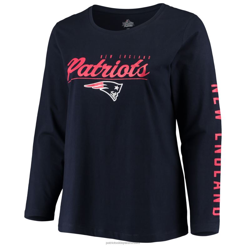 Patriots Jersey kobiety majestatyczna granatowa koszulka plus size z logo zespołu z długim rękawem odzież 6RBB2727