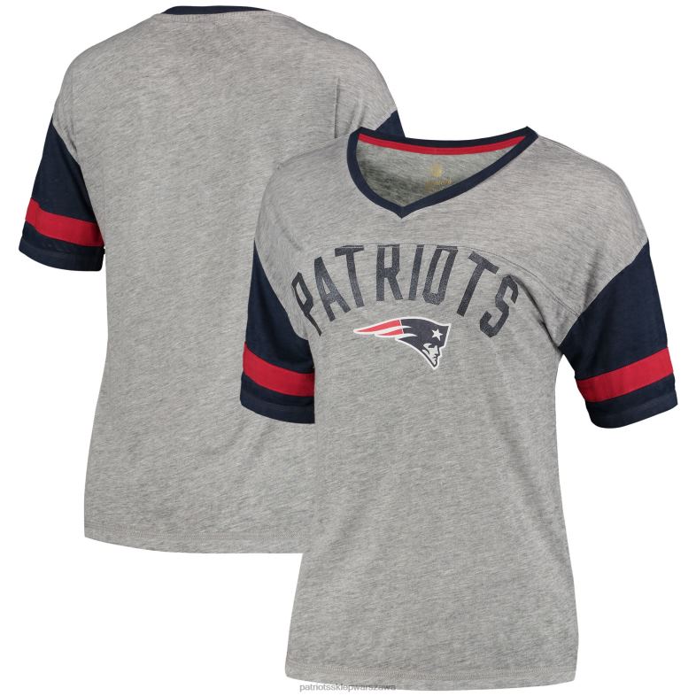 Patriots Jersey kobiety melanżowa szara koszulka Let's Huddle Burnout dla juniorów odzież 6RBB2714