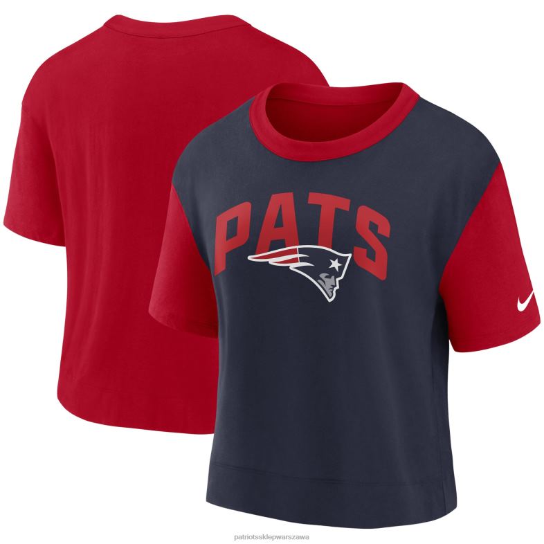 Patriots Jersey kobiety modna koszulka z wysokim stanem w kolorze czerwono-granatowym Nike odzież 6RBB2665