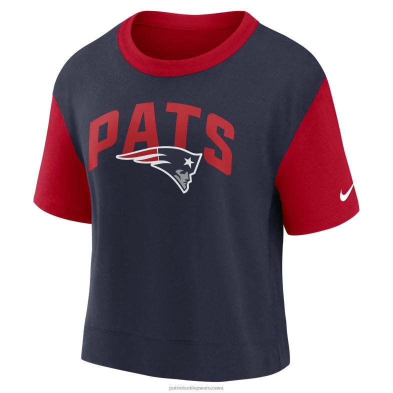 Patriots Jersey kobiety modna koszulka z wysokim stanem w kolorze czerwono-granatowym Nike odzież 6RBB2665