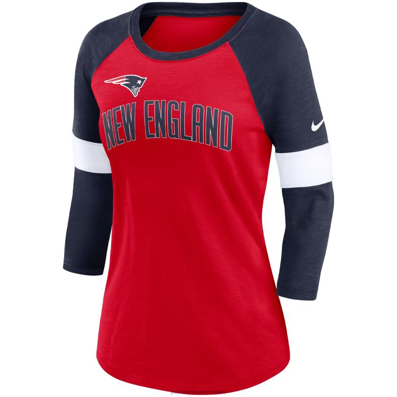 Patriots Jersey kobiety nike heather red/heather navy piłka nożna duma raglanowa koszulka z rękawami 3/4 odzież 6RBB2658