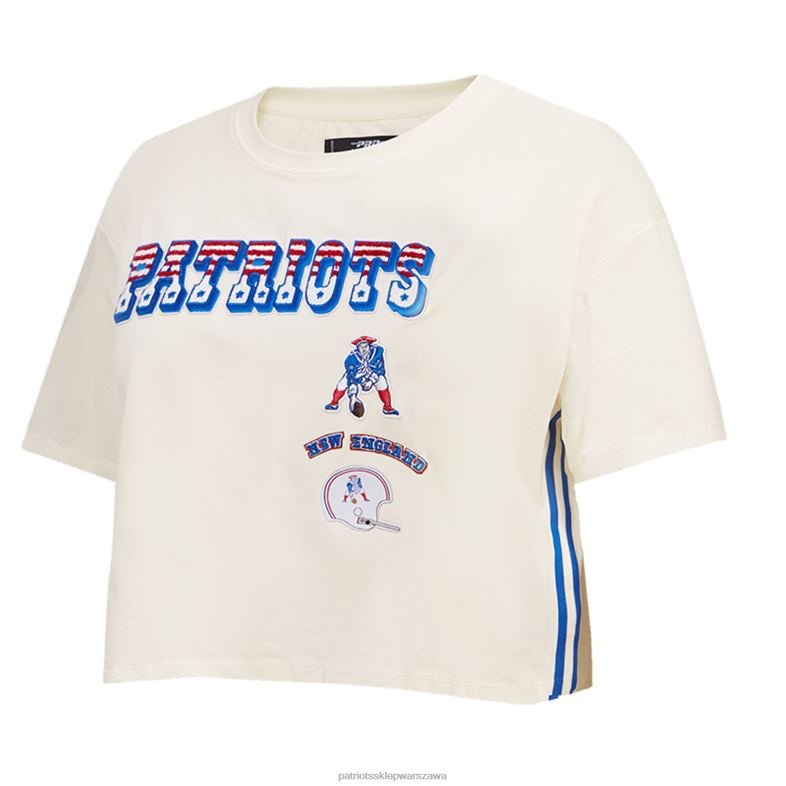 Patriots Jersey kobiety standardowa kremowa koszulka retro o klasycznym, pudełkowatym kroju odzież 6RBB2655