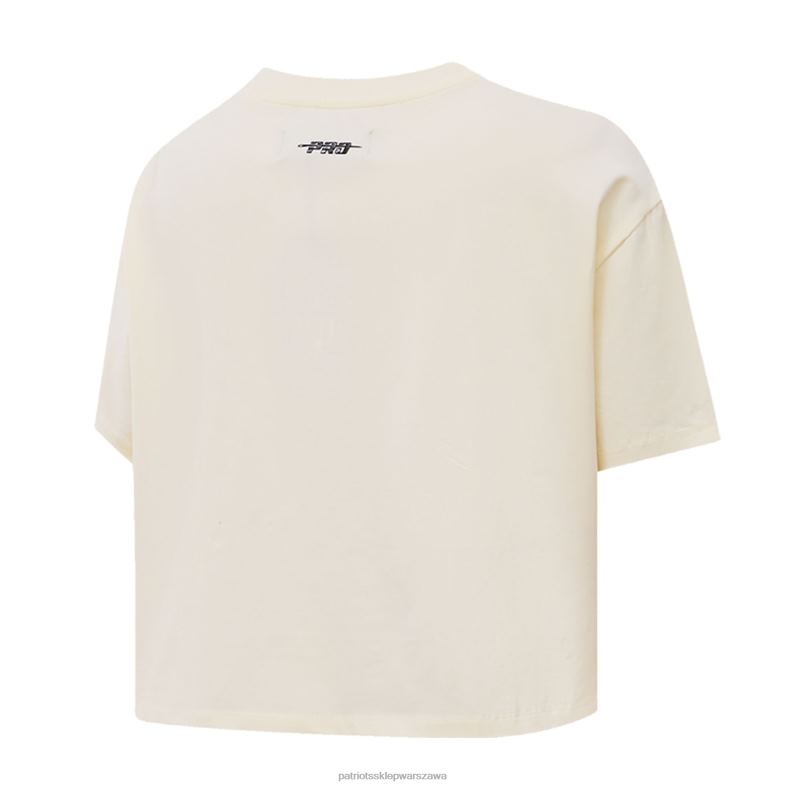 Patriots Jersey kobiety standardowa kremowa koszulka retro o klasycznym, pudełkowatym kroju odzież 6RBB2655