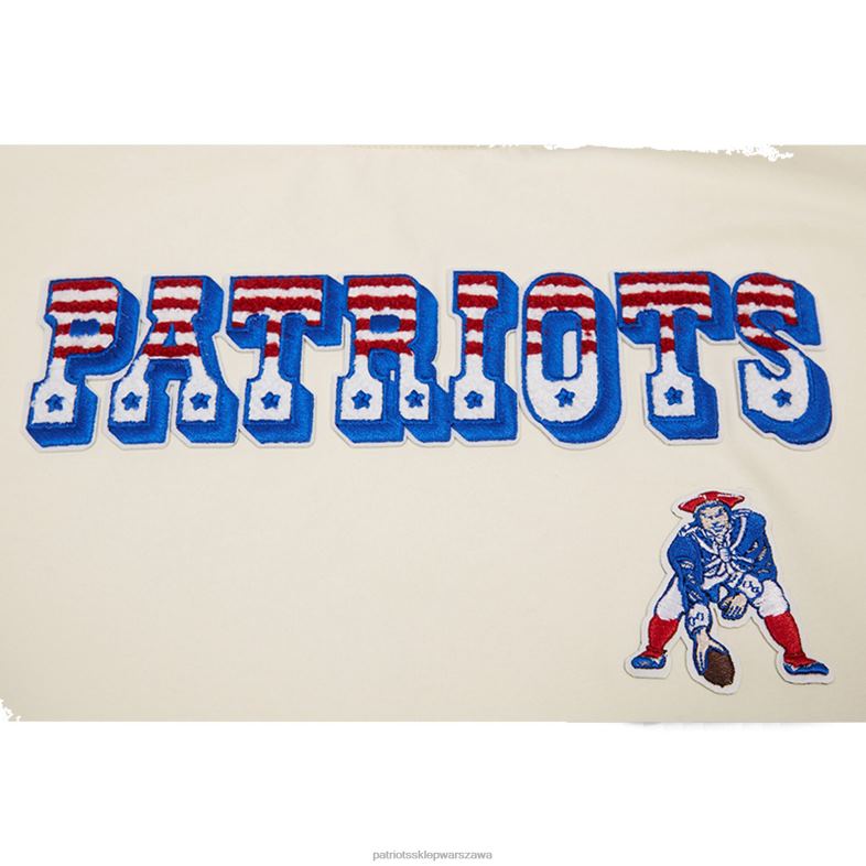 Patriots Jersey kobiety standardowa kremowa koszulka retro o klasycznym, pudełkowatym kroju odzież 6RBB2655