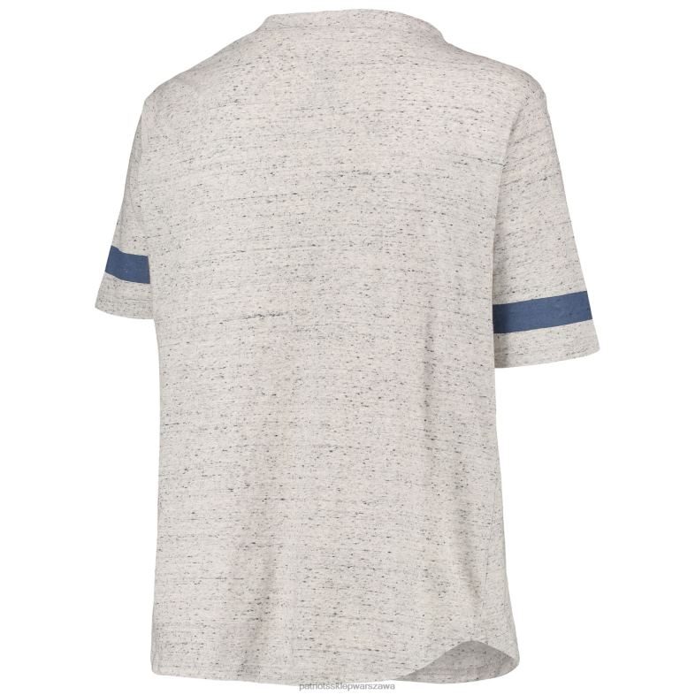 Patriots Jersey kobiety szara melanżowa, sznurowana koszulka plus size z dekoltem w szpic odzież 6RBB2685