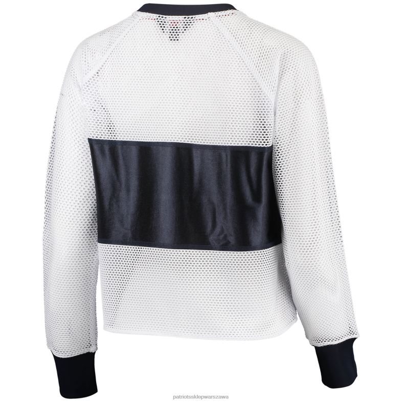 Patriots Jersey kobiety tommy hilfiger biało-czerwony raglanowy t-shirt z długimi rękawami odzież 6RBB2759