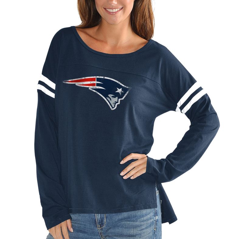 Patriots Jersey kobiety touch granatowa koszulka z długim rękawem bez agentów w dużych rozmiarach odzież 6RBB2738